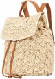Women's Fashion, Natural Beige Crochet Woven Small Backpack