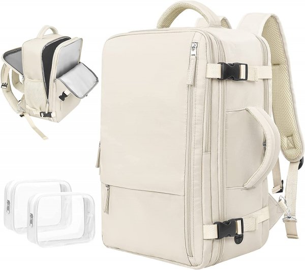 Travel Backpack for Men Women,Beige