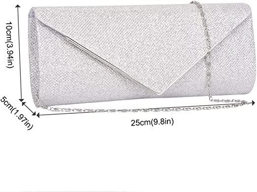 Clutch Purses for Women, Sparkling Envelope Evening Bag with Detachable Chain